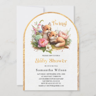 Tweeling! Schattigee Baby Foxes Spring Baby shower Kaart
