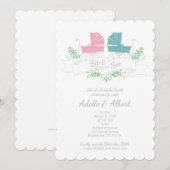  tweeling SIP & SEE roze blauwe garnaal Kaart (Voorkant / Achterkant)