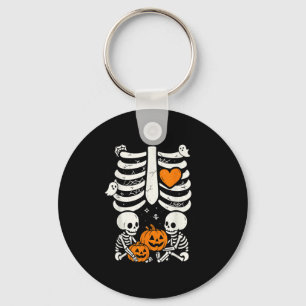 Tweeling Skelet Baby Halloween Zwangerschapsaankon Sleutelhanger