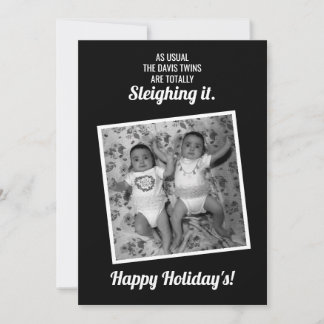 Tweeling sleeën Kerstkaart