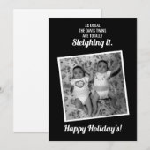 Tweeling sleeën Kerstkaart (Voorkant / Achterkant)