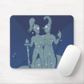 Tweeling Sterrenbeeld Vintage Zodiac Astrologie Muismat (Met muis)