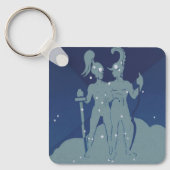 Tweeling Sterrenbeeld Vintage Zodiac Astrologie Sleutelhanger (Voorkant)