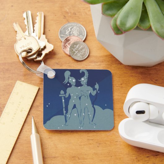 Tweeling Sterrenbeeld Vintage Zodiac Astrologie Sleutelhanger (Bureau)