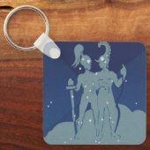 Tweeling Sterrenbeeld Vintage Zodiac Astrologie Sleutelhanger (Voorkant)
