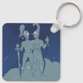 Tweeling Sterrenbeeld Vintage Zodiac Astrologie Sleutelhanger (Achterkant)