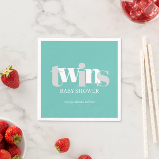 Tweeling Teal Baby Shower Feestje Servet