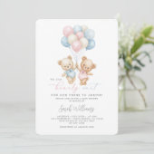 Tweeling Teddy Bear Boy en Meisje Baby shower Kaart (Staand voorkant)