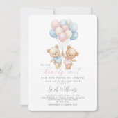 Tweeling Teddy Bear Boy en Meisje Baby shower Kaart (Voorkant)