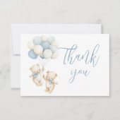 Tweeling Teddybeer Babyshower Bedankt Notitiekaartje (Voorkant)