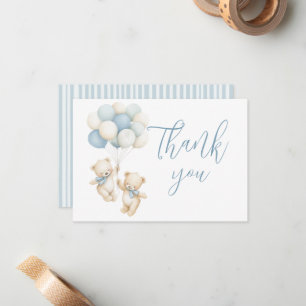 Tweeling Teddybeer Babyshower Bedankt Notitiekaartje