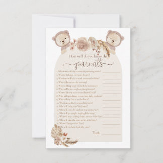 Tweeling Teddybeer Wie Kent de Ouders Shower Game Kaart