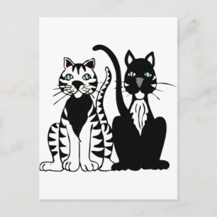 Tweeling tekenfilmkatten briefkaart