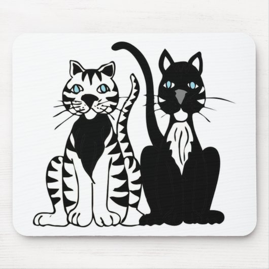 Tweeling Tekenfilmkatten Muismat (Voorkant)