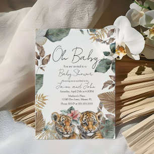 Tweeling Tijger Jungle Wild Details Baby Shower Kaart