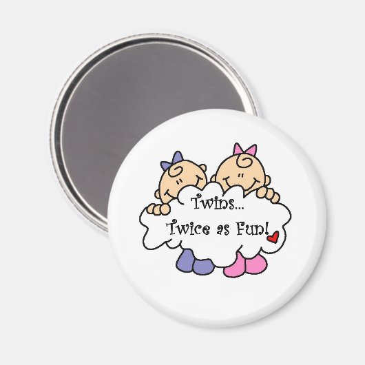 Tweeling Twee keer zo leuk Magneet (Voorkant / Achterkant)