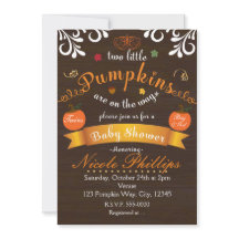 Tweeling Twee POMPOENEN Herfst BABY SHOWER Uitnodi