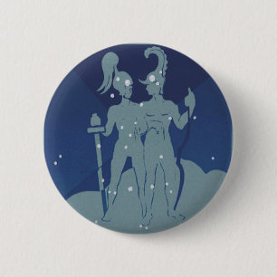 Tweeling Tweeling Constellatie  Zodiac Astrologie Ronde Button 5,7 Cm