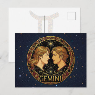 Tweeling Tweeling Dierenriem Symbool Voor Mannen Briefkaart