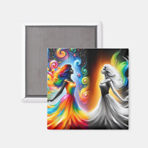 Tweeling Tweeling Kleur & Zwart-wit Horoscoop Magneet