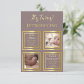 Tweeling tweeling meisjes pasgeboren foto geboorte bedankkaart (Staand voorkant)