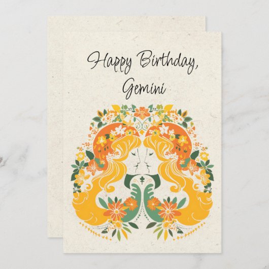 Tweeling Tweeling Zodiac Bloemen Verjaardag Flat K (Voorkant / Achterkant)