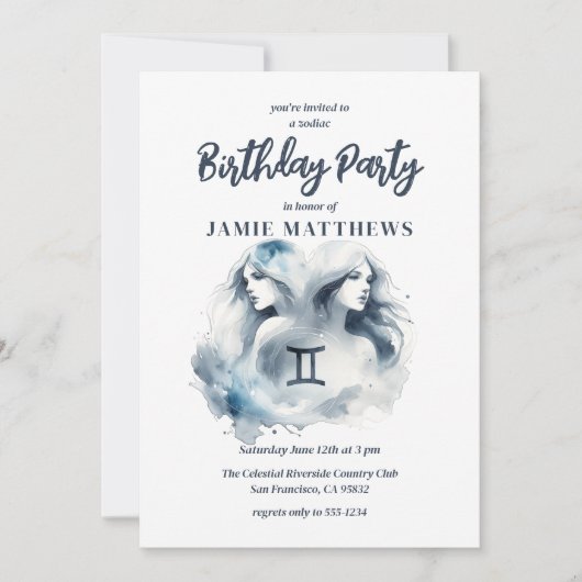 Tweeling Tweeling Zodiac teken Thema Verjaardagsfe Kaart (Voorkant)