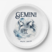 Tweeling Tweeling Zodiac Theme Verjaardagsfeest Papieren Bordje (Voorkant)