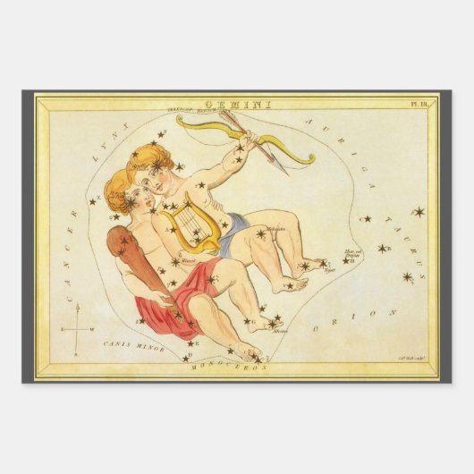 Tweeling Tweelingen  Constellatie Urania's Mirror Inpakpapier Vel (Voorkant)