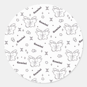 Tweeling Tweelingen Omhelzen Zodiac Patroon Ronde Sticker