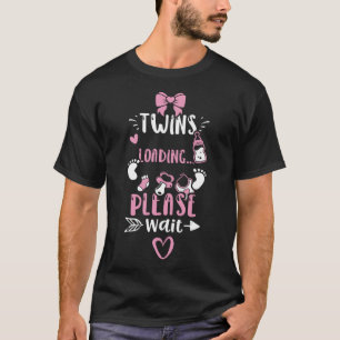 Tweeling Twins Laden Gelieve te wachten Baby Meisj T-shirt