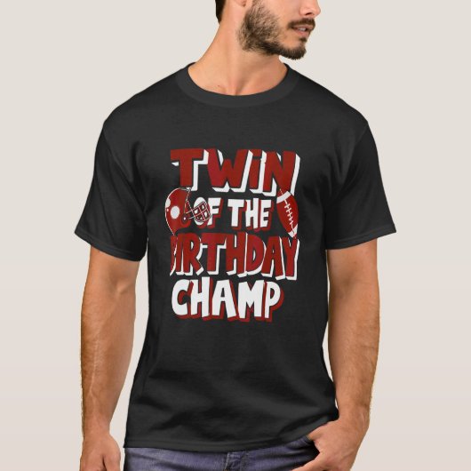 Tweeling van de Birthday Champ American Football P T-shirt (Voorkant)