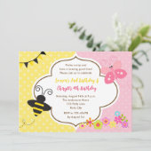 Tweeling Verjaardag Uitnodigingen Bijenvlindertuin (Staand voorkant)