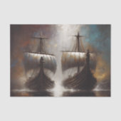 Tweeling Vikings Langsschepen Découpage Tissuepapier (Voorkant)