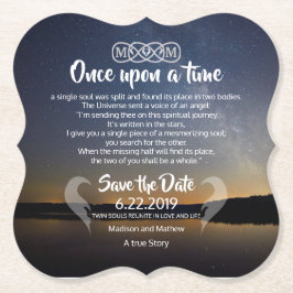 Tweeling Vlam Save the Dates Papier Onderzetter