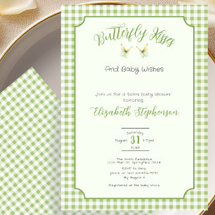 Tweeling Vlinder Kusjes en Baby Wensen Baby Shower Kaart