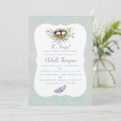 Tweeling Vogelnest Baby Shower Uitnodiging (Staand voorkant)