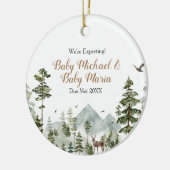 Tweeling We verwachten ouders Winter Pine Tree Keramisch Ornament (Links)