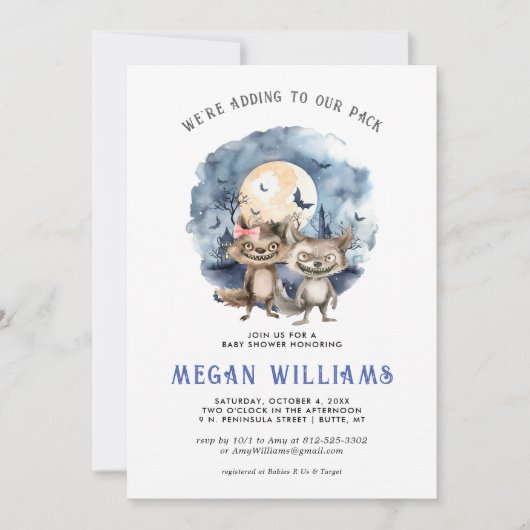 Tweeling weerwolf | Halloween-Baby shower Kaart (Voorkant)