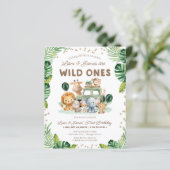 Tweeling Wild One 1e verjaardag uitnodiging binnen (Staand voorkant)