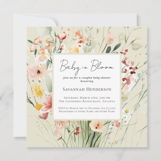 Tweeling Wilde Bloem Baby in Bloei Baby Shower Kaart (Voorkant)