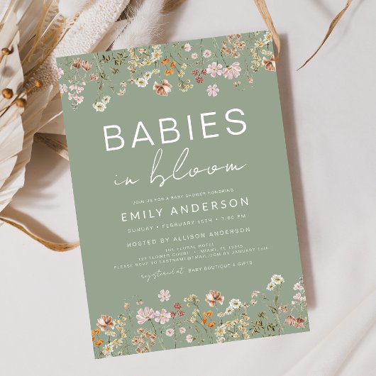 Tweeling Wildflower Baby's in Bloom Baby shower Kaart