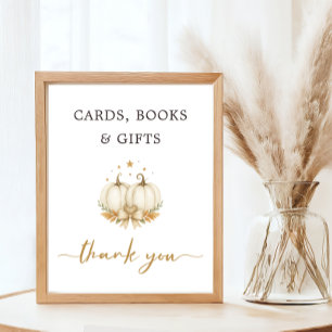 Tweeling Witte Pompoen Baby Shower Boeken Kaarten Poster