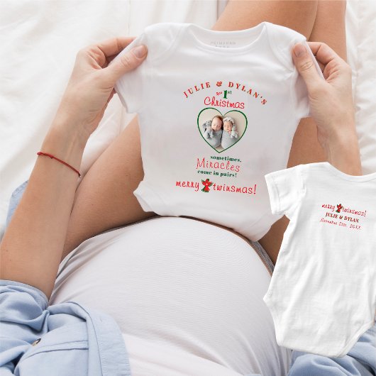 Tweeling wonderen komen in paren Baby 1e kerst Romper
