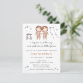 Tweeling Zodiac Baby Shower Uitnodiging (Staand voorkant)
