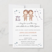 Tweeling Zodiac Baby Shower Uitnodiging (Voorkant)