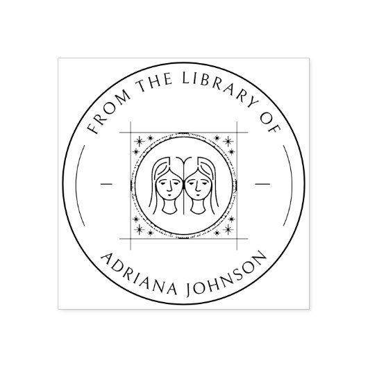 Tweeling Zodiac uit de bibliotheek van Custom Book Rubberstempel (Afrduk)