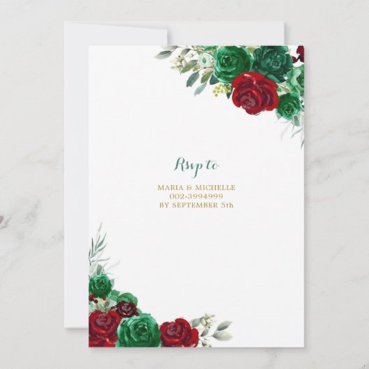 Tweeling Zusters Hunter Groen Rood Rose Quinceañer Kaart (Achterkant)