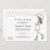 Tweeling Zwangere Moeder Paraplu Baby Shower Per P Kaart (Voorkant / Achterkant)