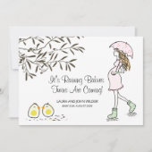 Tweeling Zwangere Zwangere Moeder Met Parasol Aankondiging (Voorkant)